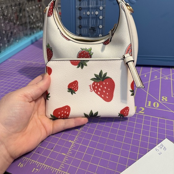 Coach Leather Strawberry Print Wristlet - Picture 2 of 6